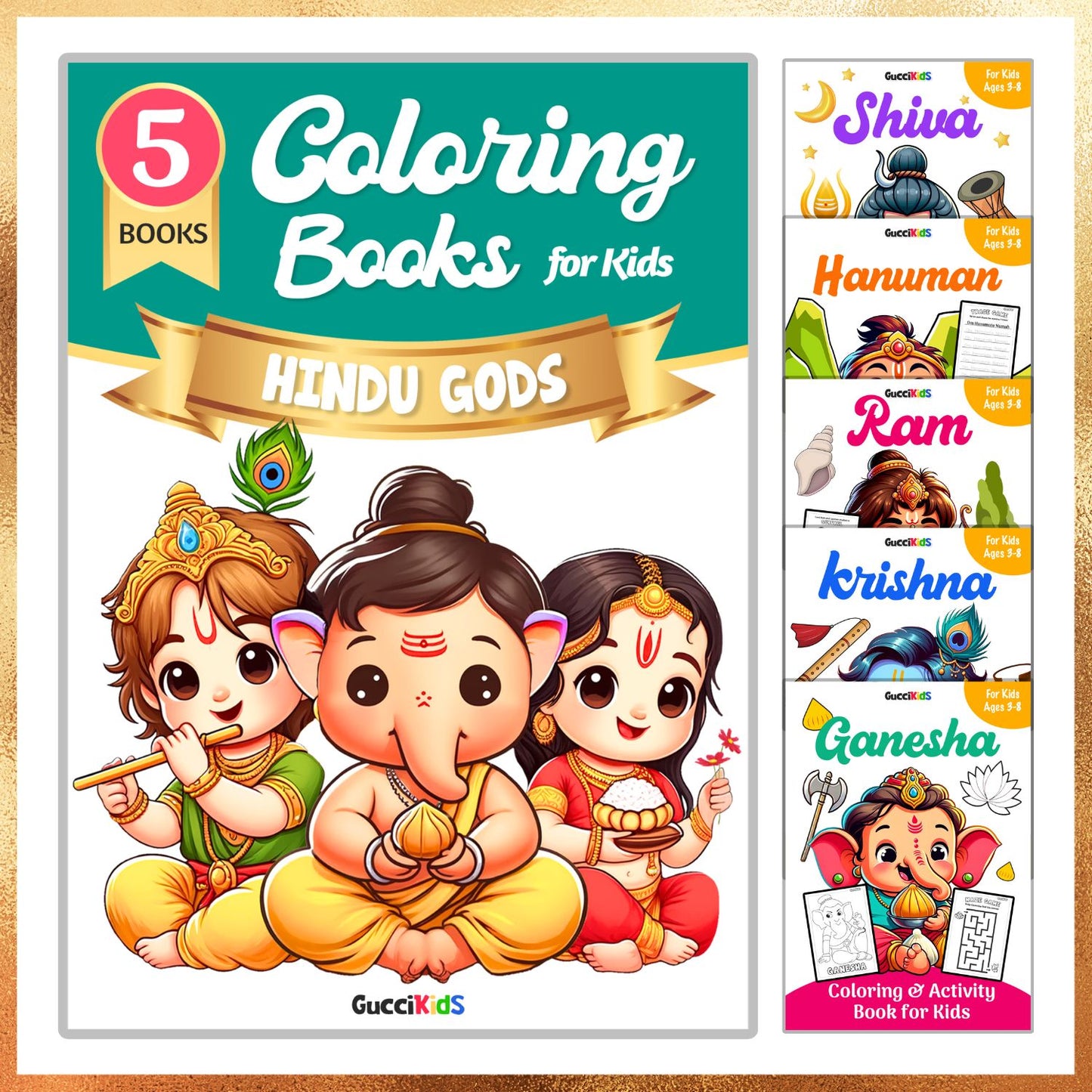 COMBO of 9 - Hindu Gods and Goddesses Coloring Books for Kids