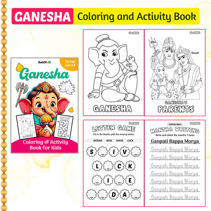 Ganesha Coloring Book (Activity + Mantra Writing)