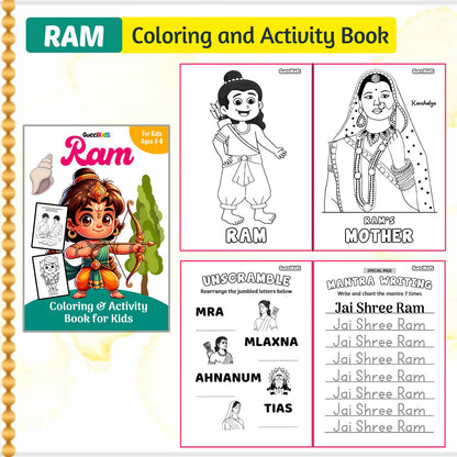 COMBO of 5 Books - Hindu Gods Coloring Books for Kids (Ganesha, Shiva, Ram, Krishna, Hanuman)