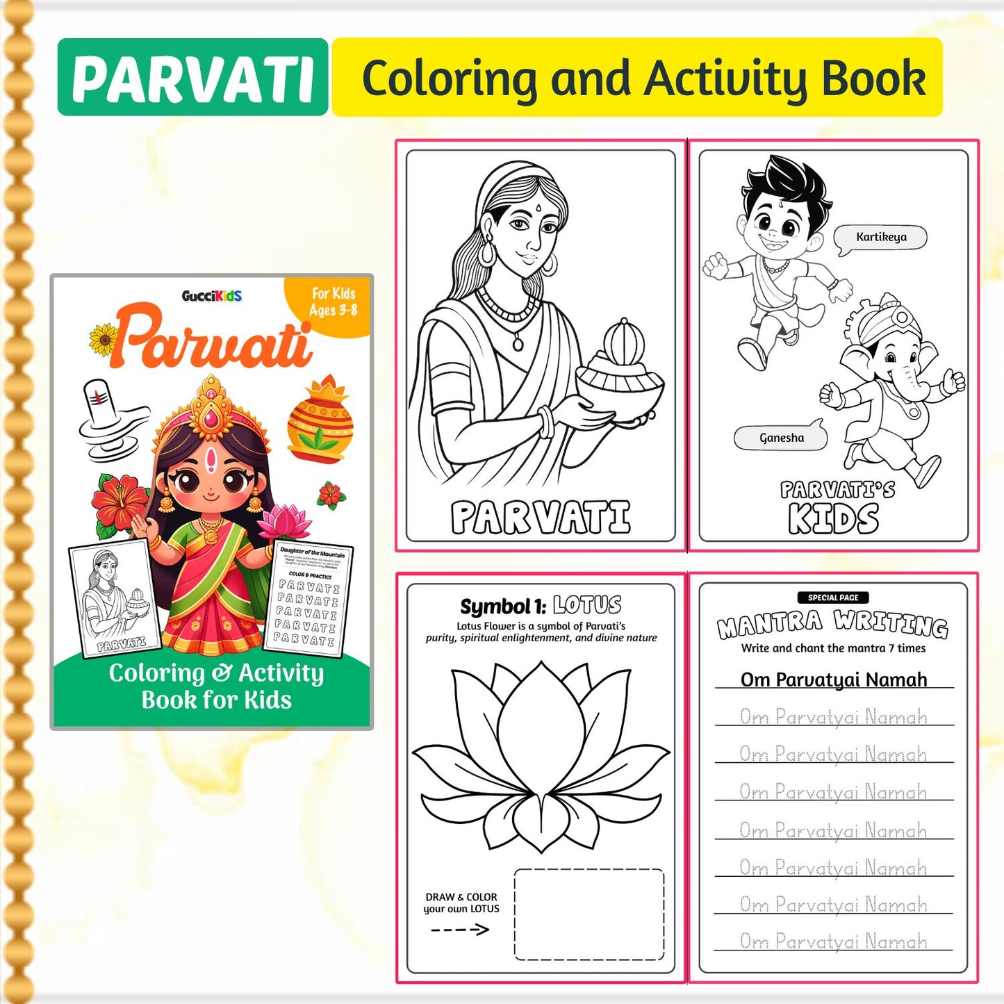 Parvati Coloring Book (Activity + Mantra Writing)